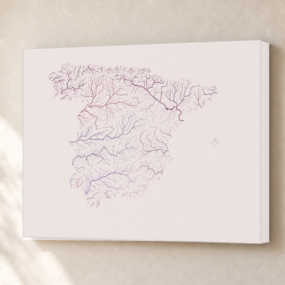 Beautiful Rivers — Espanha — Ameixa e rosé, Canvas · 60 × 80 cm, Sem margem