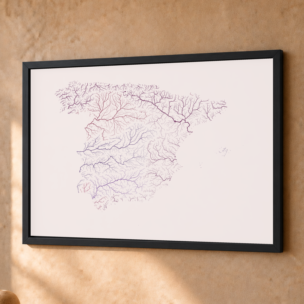 Beautiful Rivers — Espanha — Ameixa e rosé, Fine art emoldurado · 45 × 60 cm, Preto · Sem margem