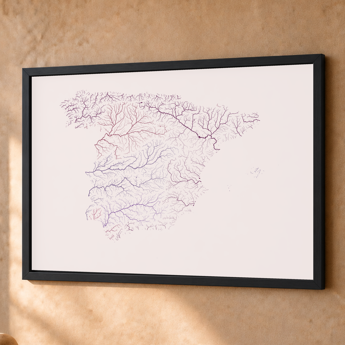 Beautiful Rivers — Espanha — Ameixa e rosé, Fine art emoldurado · 60 × 80 cm, Preto · Sem margem