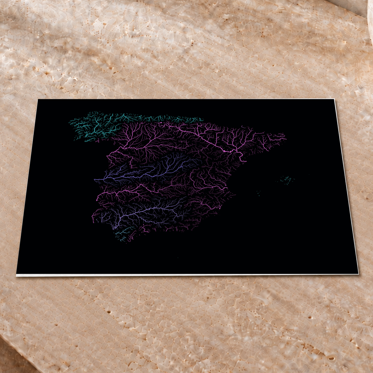 Beautiful Rivers — Espanha — Neon hidrográfico, Impressão fine art · 30 × 40 cm, Sem margem