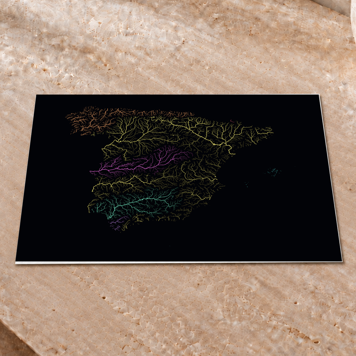 Beautiful Rivers — Espanha — Neon por território, Impressão fine art · 30 × 40 cm, Sem margem