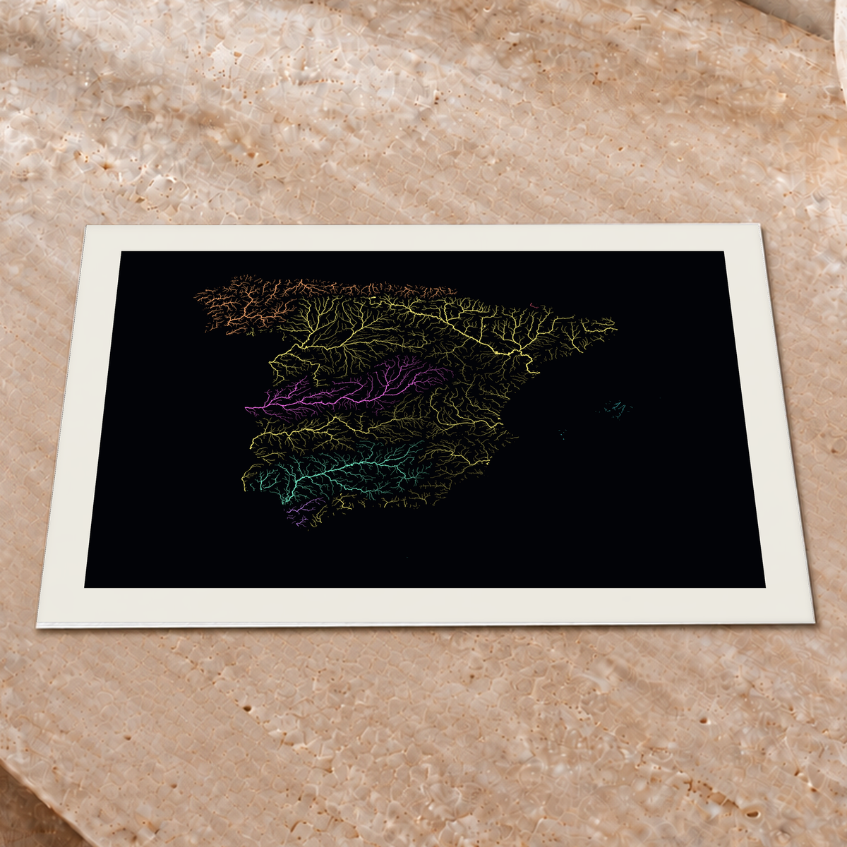 Beautiful Rivers — Espanha — Neon por território, Impressão fine art · 30 × 40 cm, Margem branca