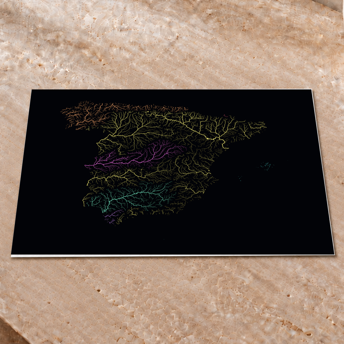Beautiful Rivers — Espanha — Neon por território, Impressão fine art · 45 × 60 cm, Sem margem