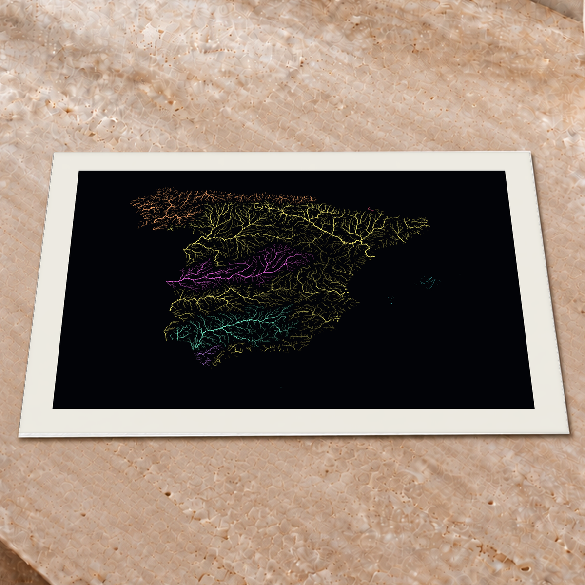 Beautiful Rivers — Espanha — Neon por território, Impressão fine art · 45 × 60 cm, Margem branca