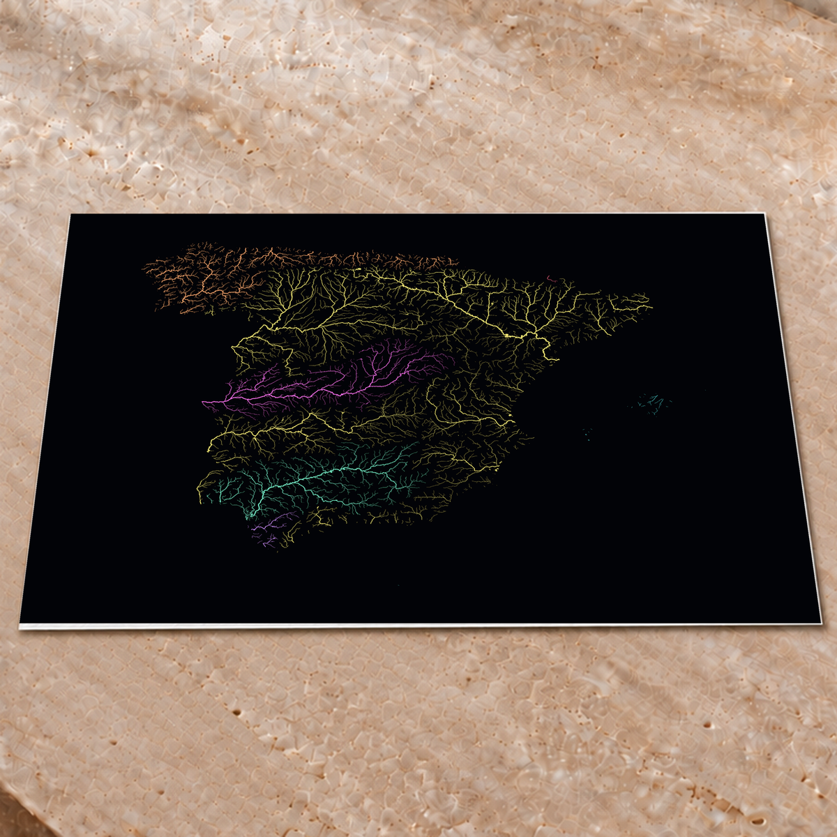 Beautiful Rivers — Espanha — Neon por território, Impressão fine art · 60 × 80 cm, Sem margem