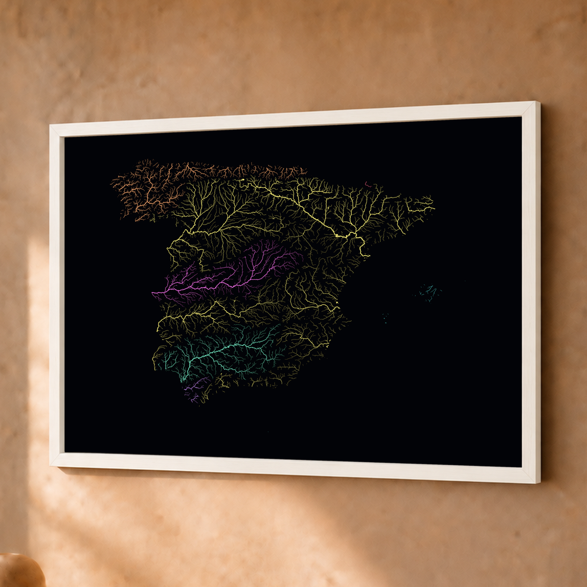 Beautiful Rivers — Espanha — Neon por território, Fine art emoldurado · 30 × 40 cm, Branco · Sem margem