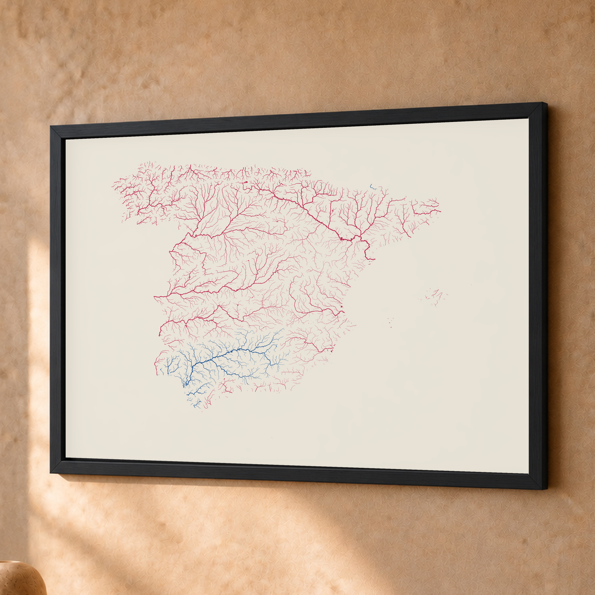 Beautiful Rivers — Espanha — Risografia, Fine art emoldurado · 30 × 40 cm, Preto · Sem margem