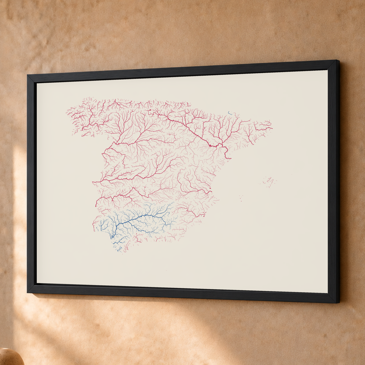 Beautiful Rivers — Espanha — Risografia, Fine art emoldurado · 45 × 60 cm, Preto · Sem margem