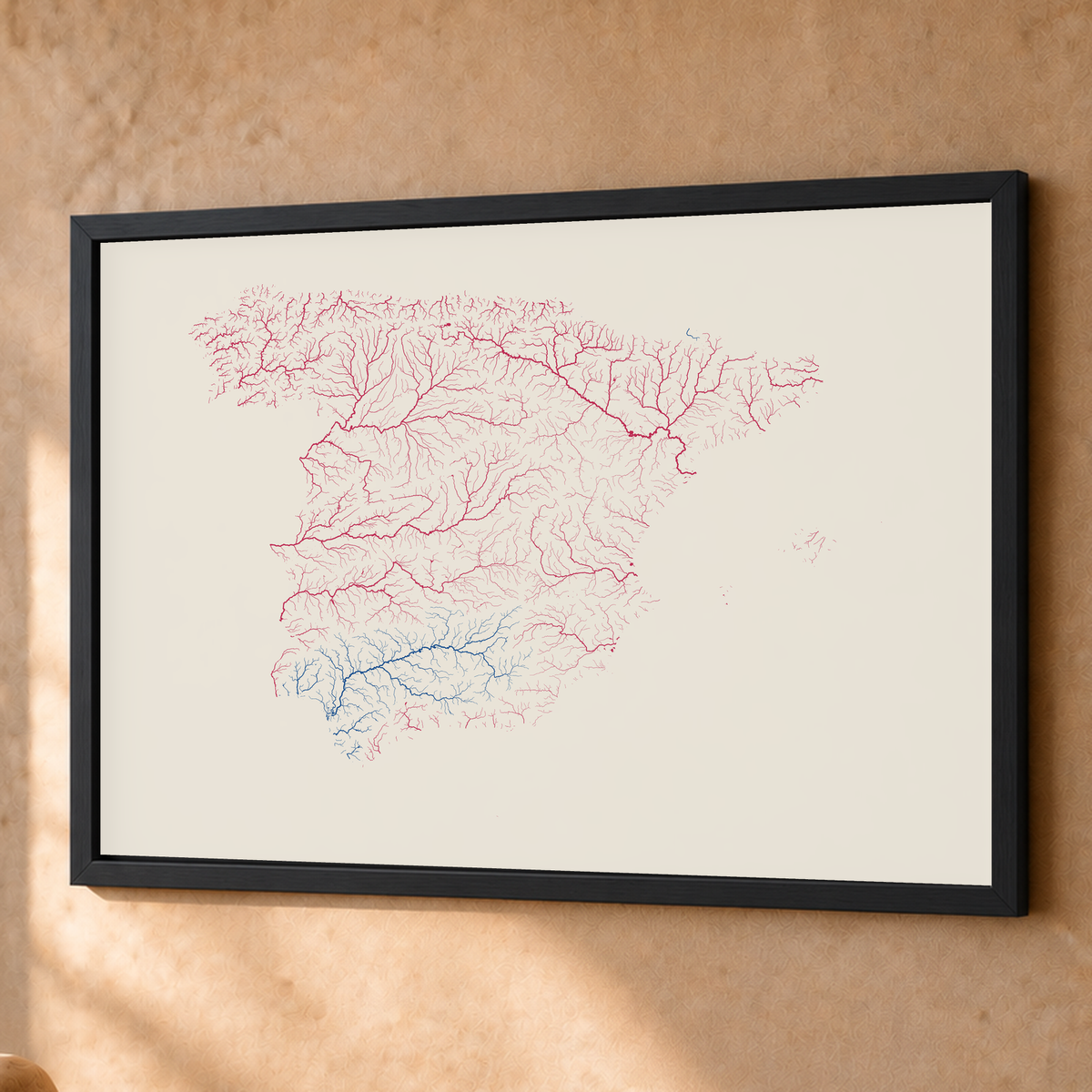 Beautiful Rivers — Espanha — Risografia, Fine art emoldurado · 60 × 80 cm, Preto · Sem margem