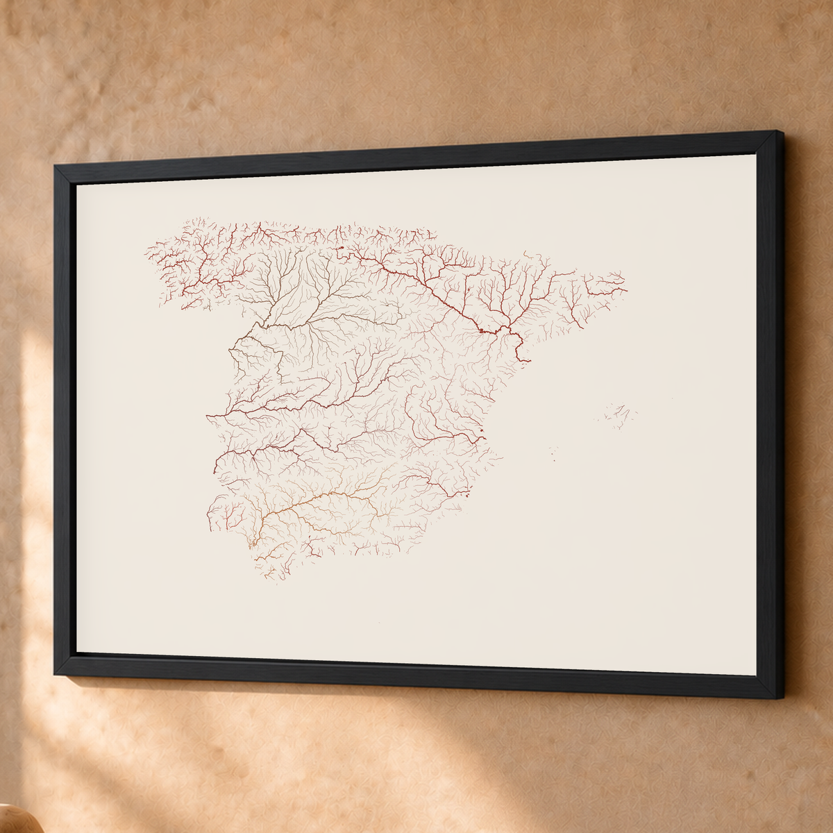Beautiful Rivers — Espanha — Terracota e areia, Fine art emoldurado · 60 × 80 cm, Preto · Sem margem