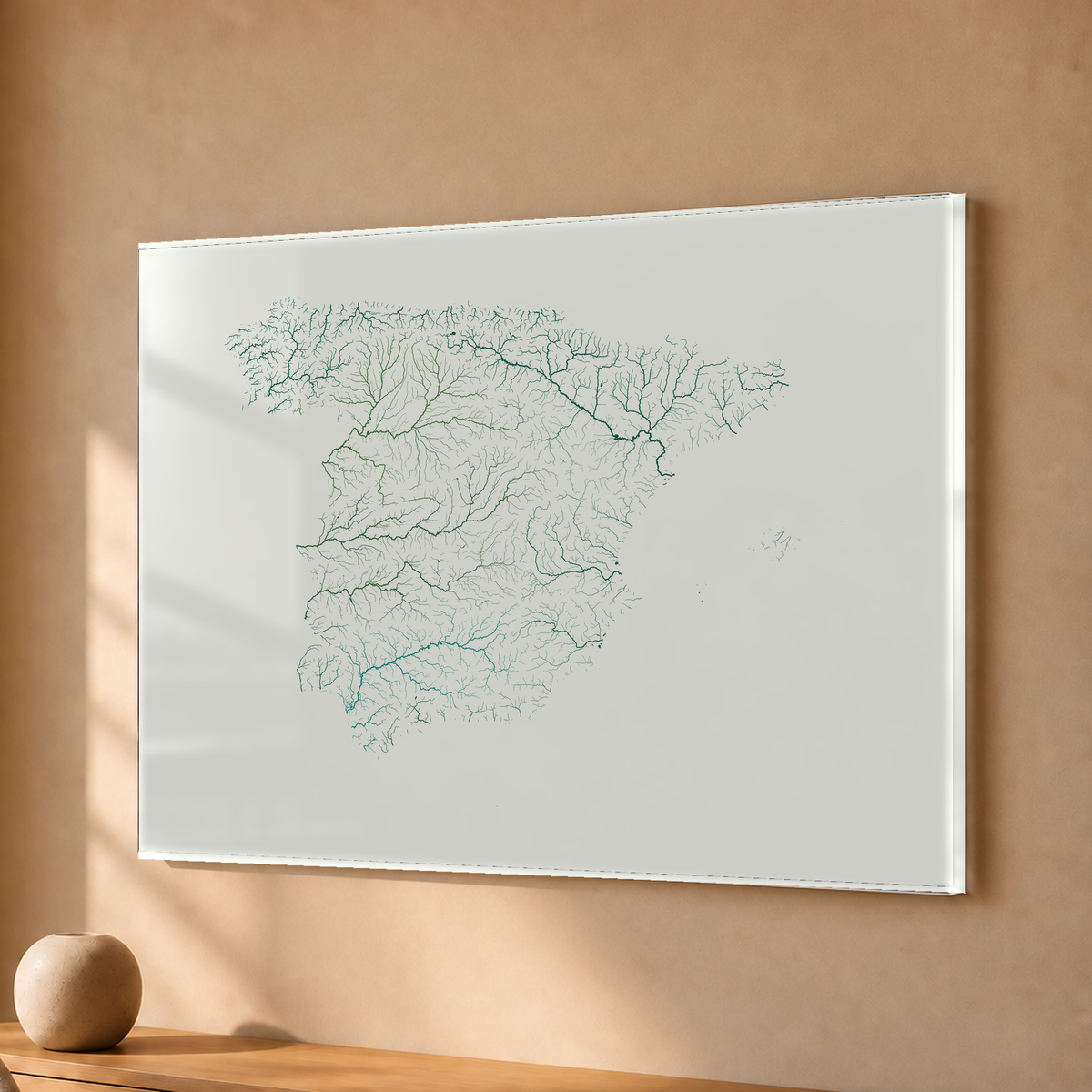 Beautiful Rivers — Espanha — Verde jade e porcelana, Acrílico · 30 × 40 cm, Sem margem