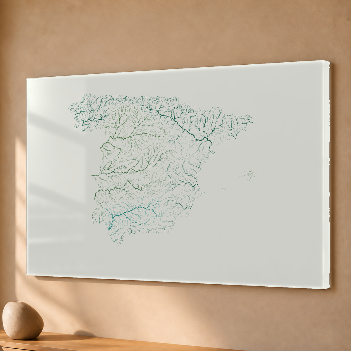 Beautiful Rivers — Espanha — Verde jade e porcelana, Acrílico · 40 × 60 cm, Sem margem