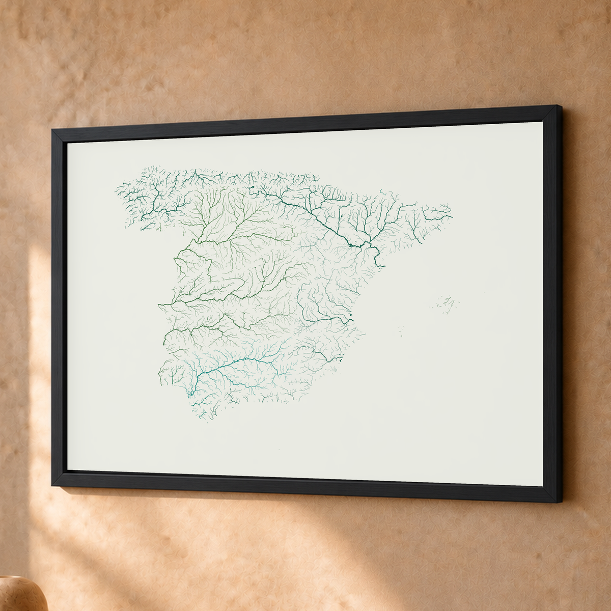 Beautiful Rivers — Espanha — Verde jade e porcelana, Fine art emoldurado · 30 × 40 cm, Preto · Sem margem