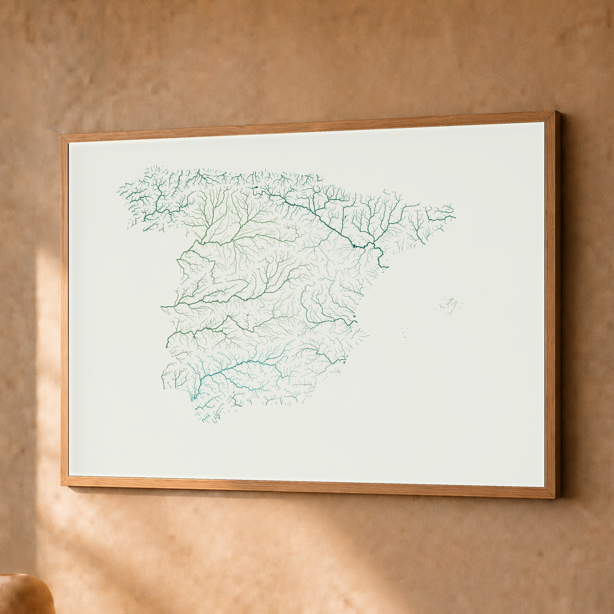 Beautiful Rivers — Espanha — Verde jade e porcelana, Fine art emoldurado · 30 × 40 cm, Natural · Sem margem