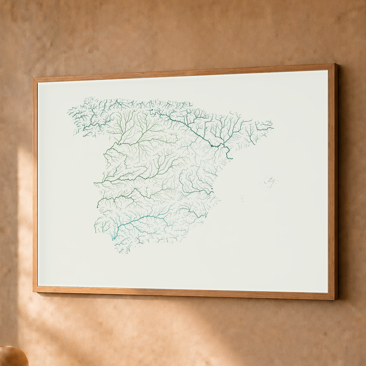 Beautiful Rivers — Espanha — Verde jade e porcelana, Fine art emoldurado · 45 × 60 cm, Natural · Sem margem