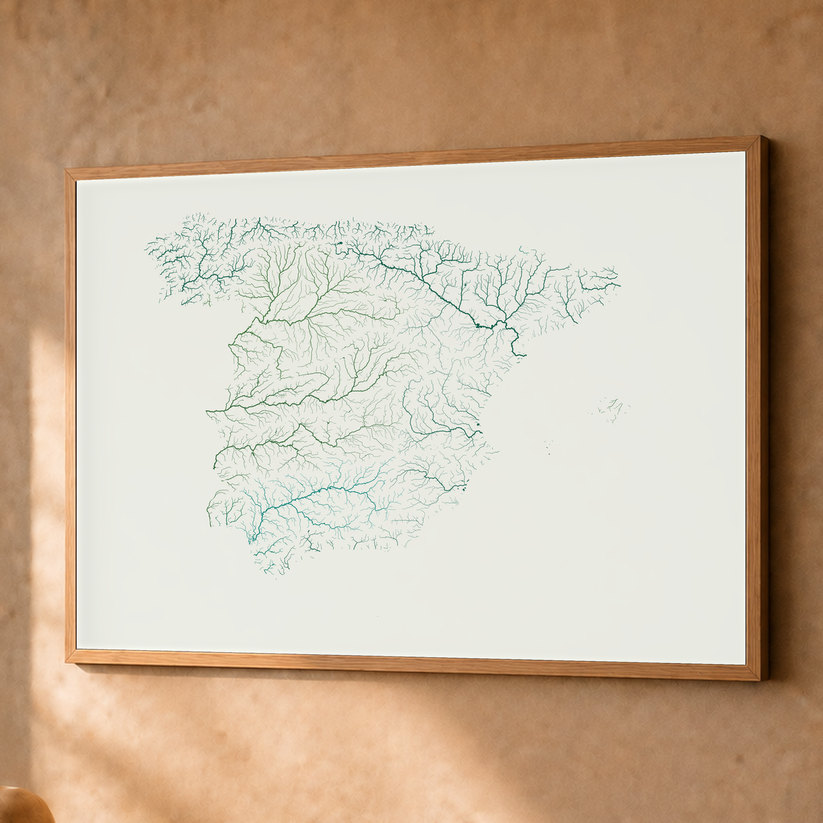 Beautiful Rivers — Espanha — Verde jade e porcelana, Fine art emoldurado · 60 × 80 cm, Natural · Sem margem