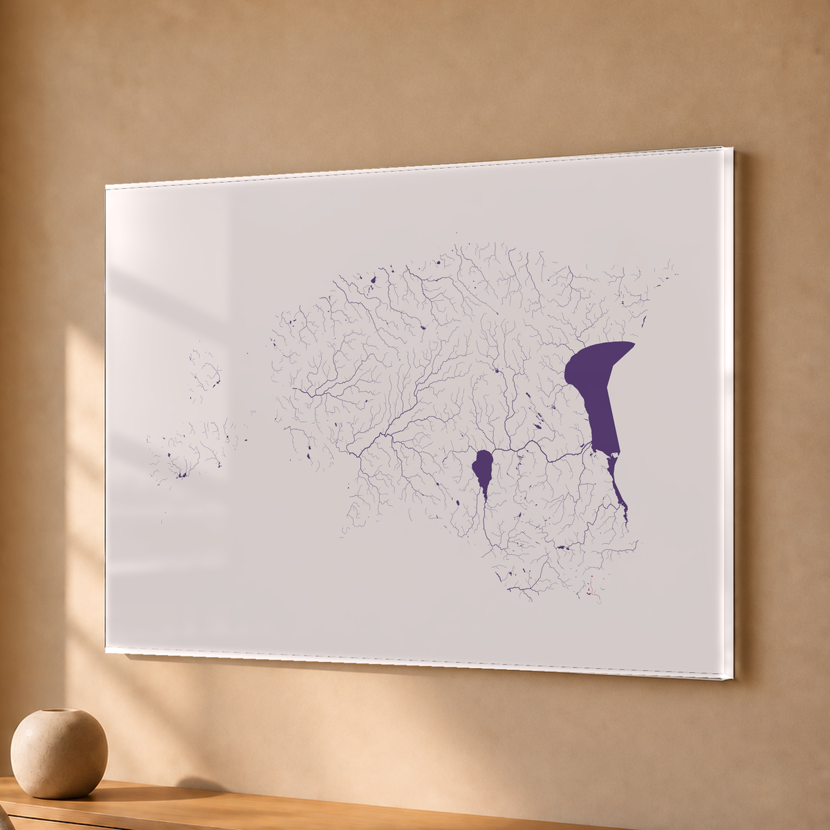 Beautiful Rivers — Estónia — Ameixa e rosé, Acrílico · 30 × 40 cm, Sem margem