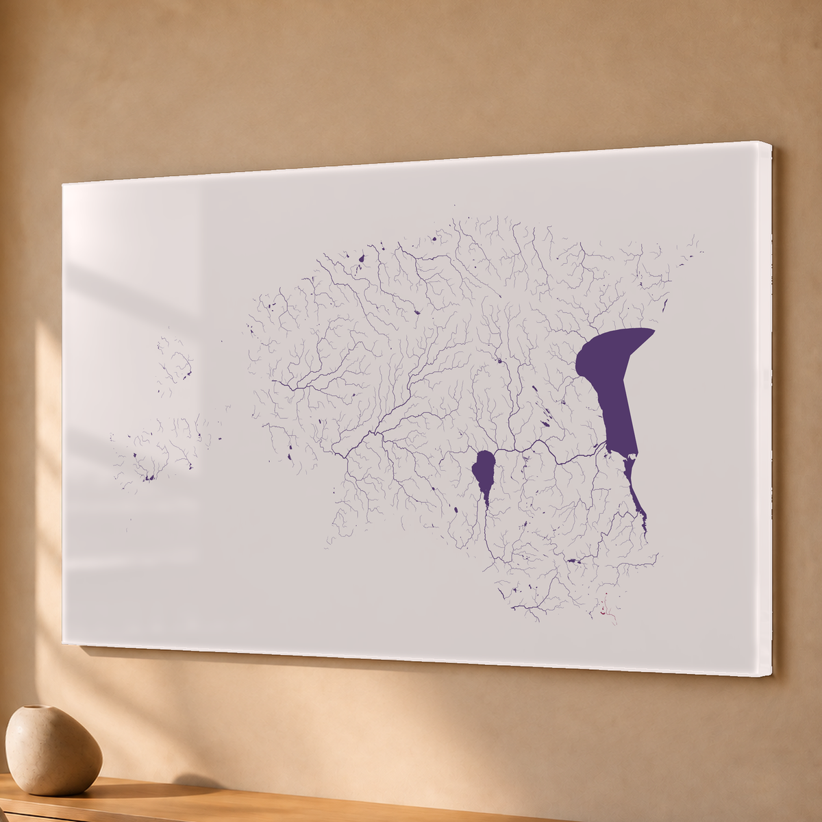 Beautiful Rivers — Estónia — Ameixa e rosé, Acrílico · 40 × 60 cm, Sem margem