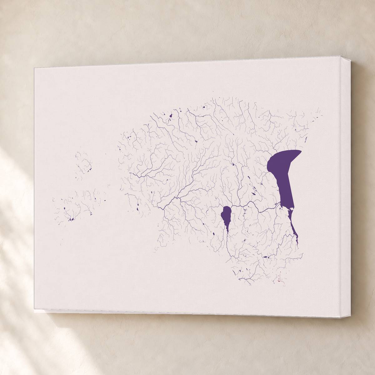 Beautiful Rivers — Estónia — Ameixa e rosé, Canvas · 45 × 60 cm, Sem margem