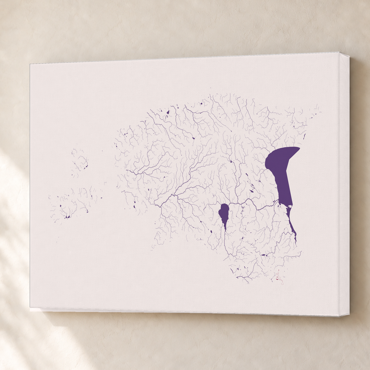 Beautiful Rivers — Estónia — Ameixa e rosé, Canvas · 60 × 80 cm, Sem margem