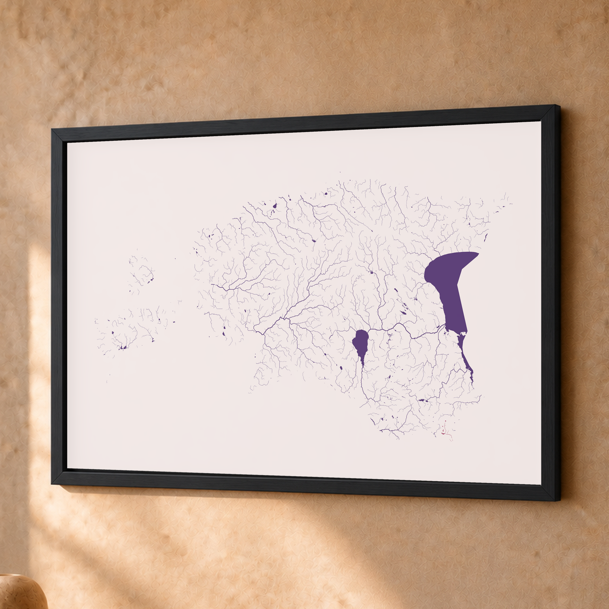 Beautiful Rivers — Estónia — Ameixa e rosé, Fine art emoldurado · 30 × 40 cm, Preto · Sem margem