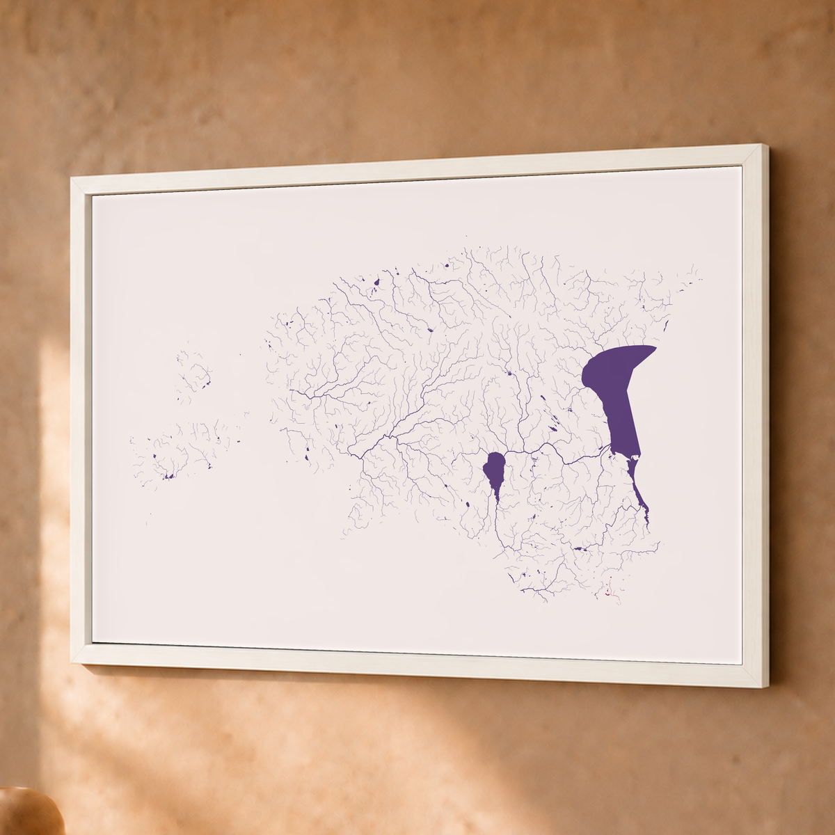 Beautiful Rivers — Estónia — Ameixa e rosé, Fine art emoldurado · 30 × 40 cm, Branco · Sem margem