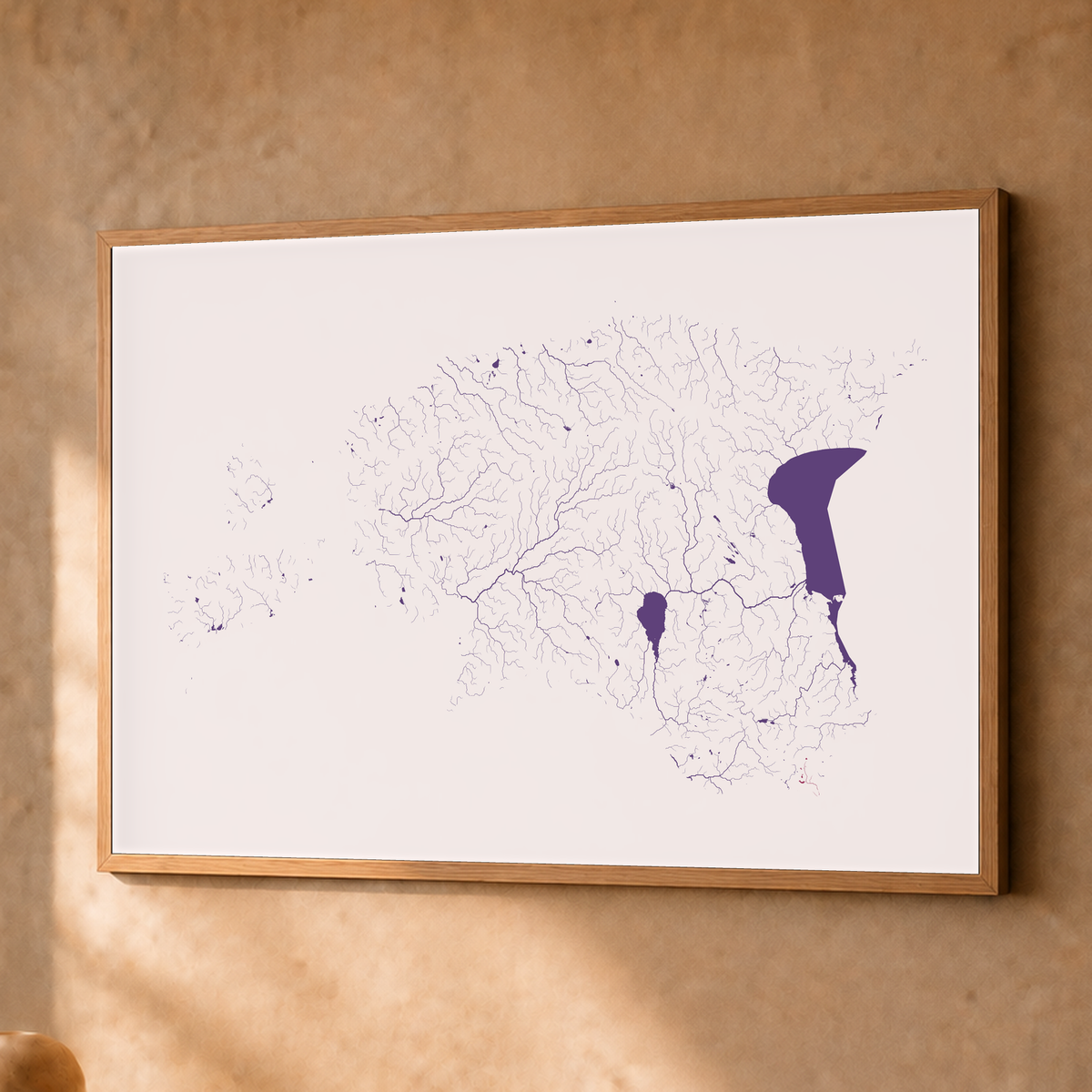 Beautiful Rivers — Estónia — Ameixa e rosé, Fine art emoldurado · 45 × 60 cm, Natural · Sem margem