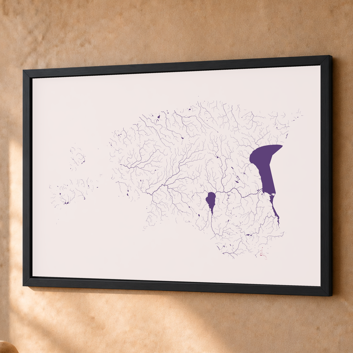 Beautiful Rivers — Estónia — Ameixa e rosé, Fine art emoldurado · 60 × 80 cm, Preto · Sem margem