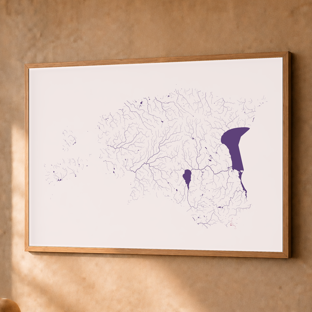 Beautiful Rivers — Estónia — Ameixa e rosé, Fine art emoldurado · 60 × 80 cm, Natural · Sem margem