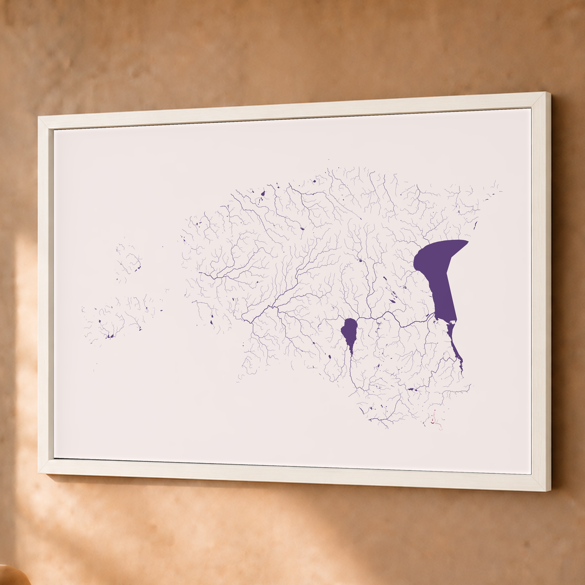 Beautiful Rivers — Estónia — Ameixa e rosé, Fine art emoldurado · 60 × 80 cm, Branco · Sem margem