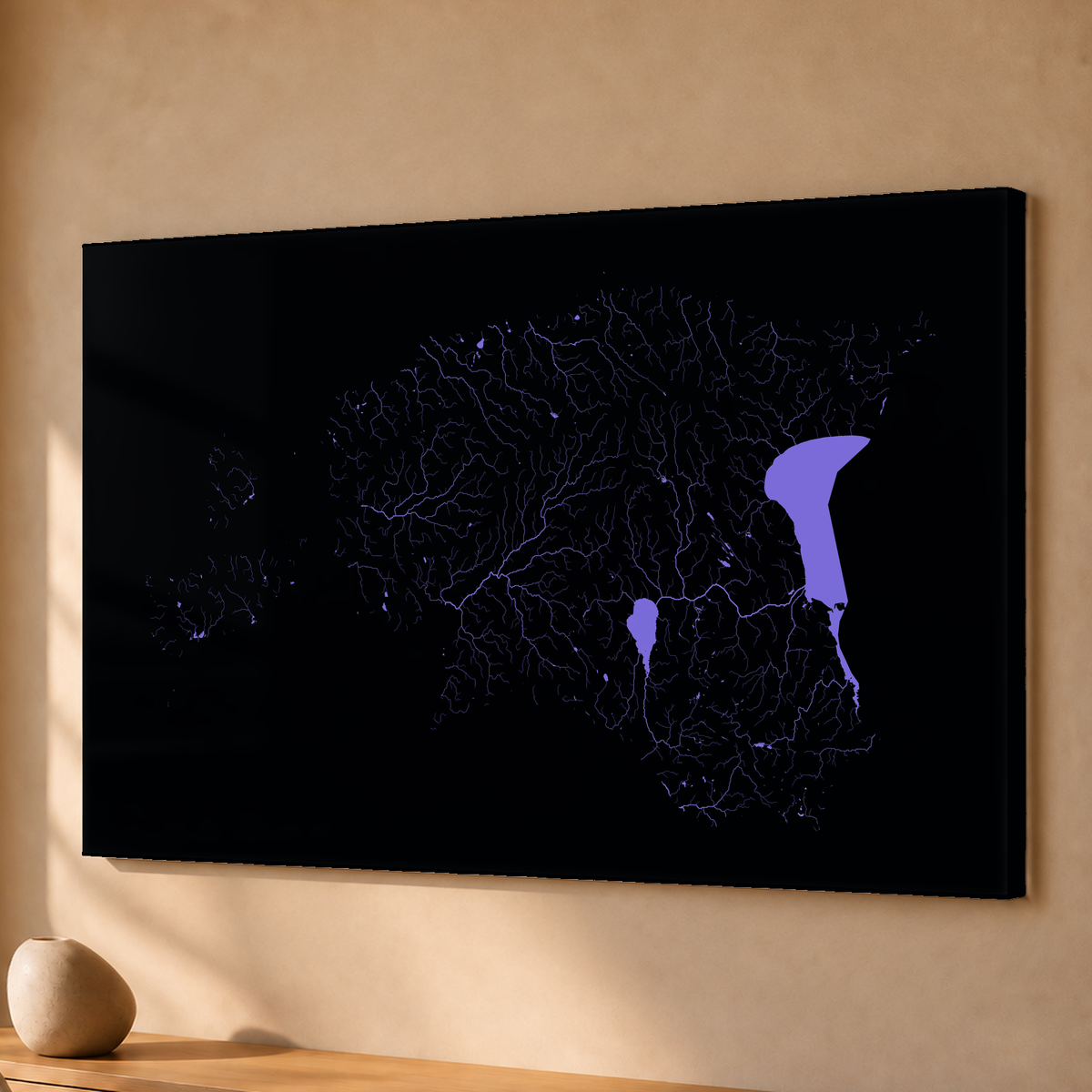 Beautiful Rivers — Estónia — Neon hidrográfico, Acrílico · 40 × 60 cm, Sem margem