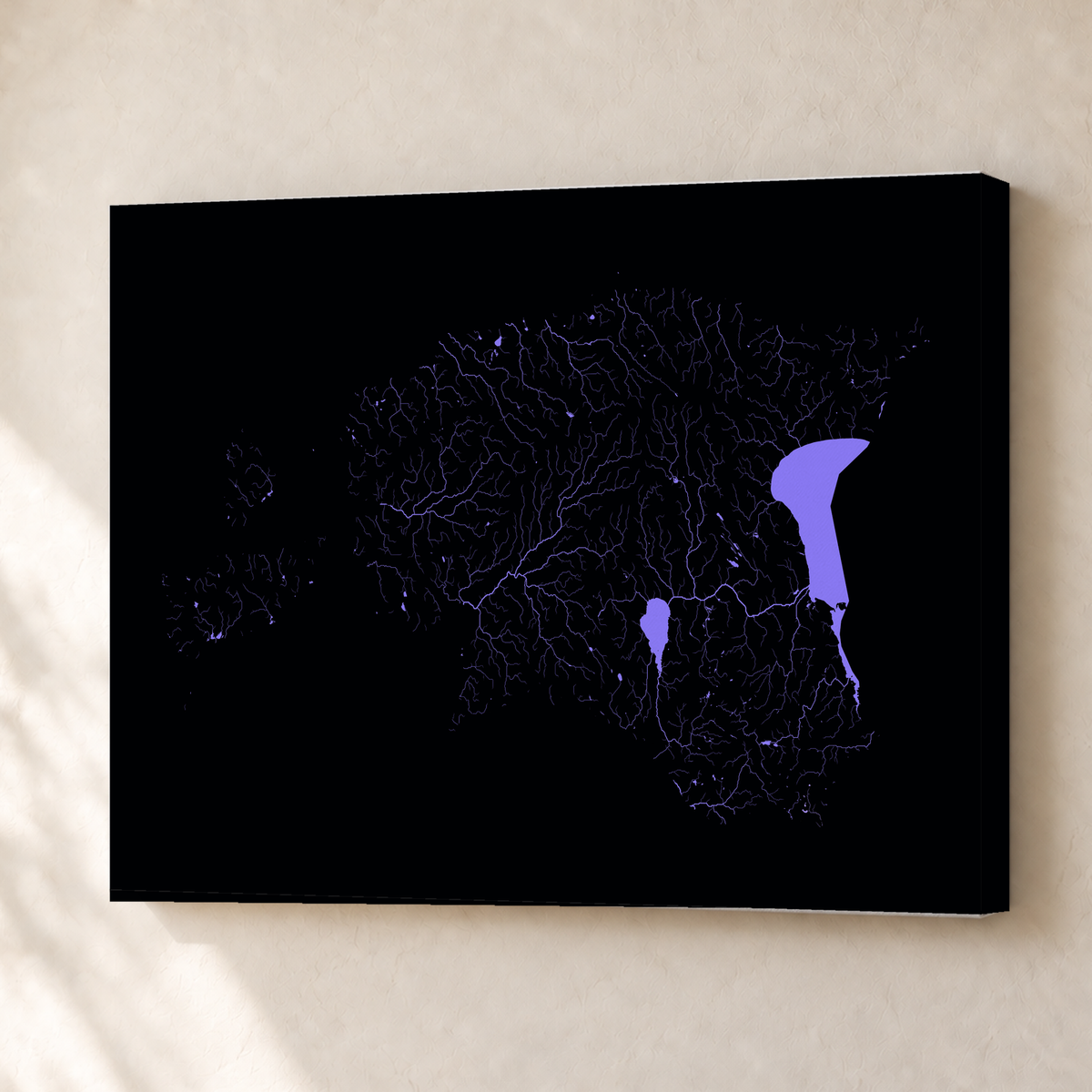 Beautiful Rivers — Estónia — Neon hidrográfico, Canvas · 30 × 40 cm, Sem margem