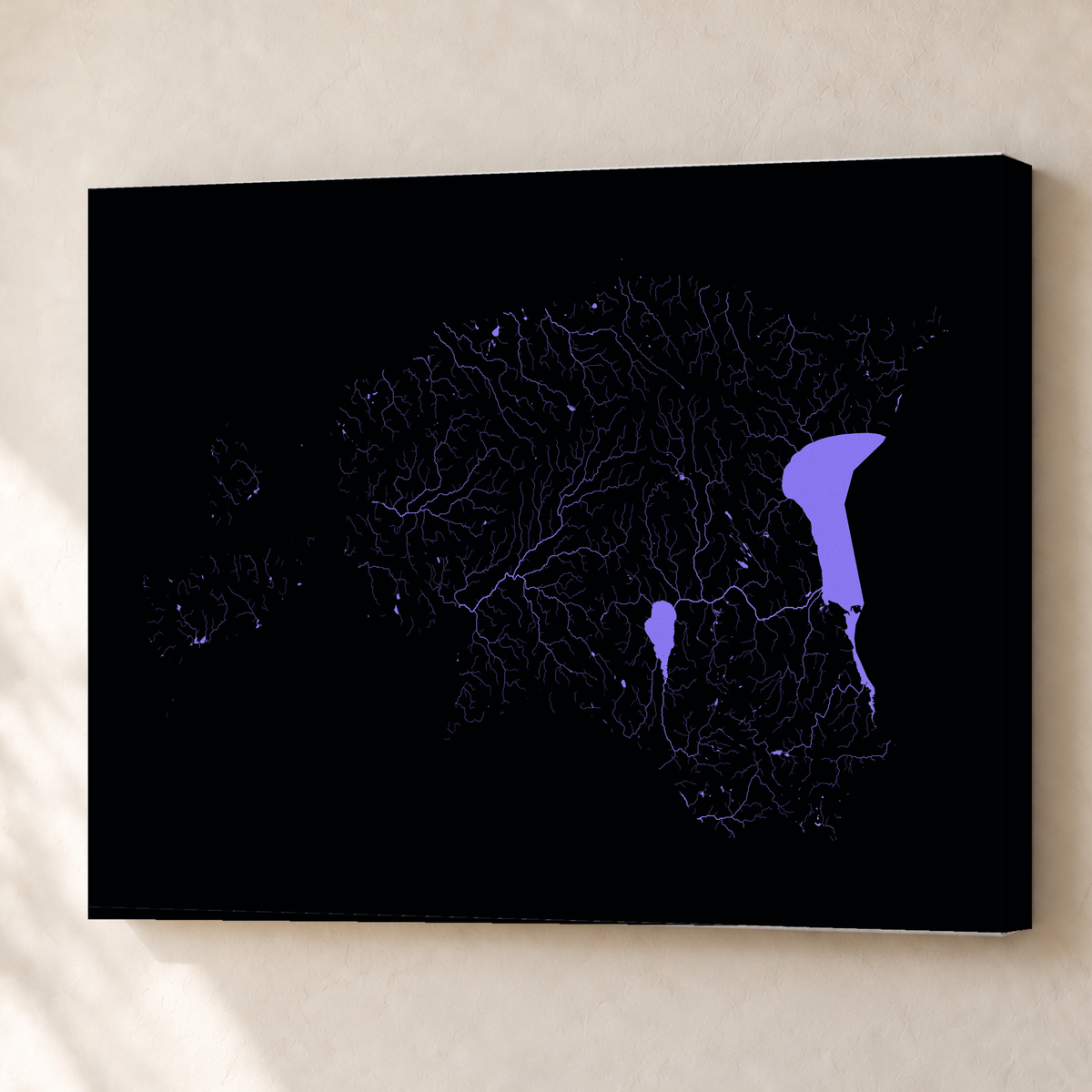 Beautiful Rivers — Estónia — Neon hidrográfico, Canvas · 60 × 80 cm, Sem margem