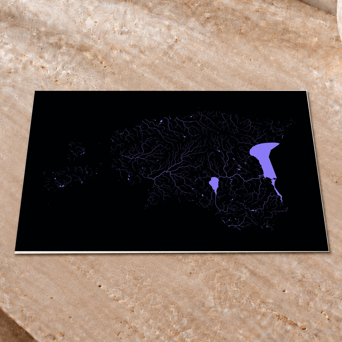 Beautiful Rivers — Estónia — Neon hidrográfico, Impressão fine art · 30 × 40 cm, Sem margem