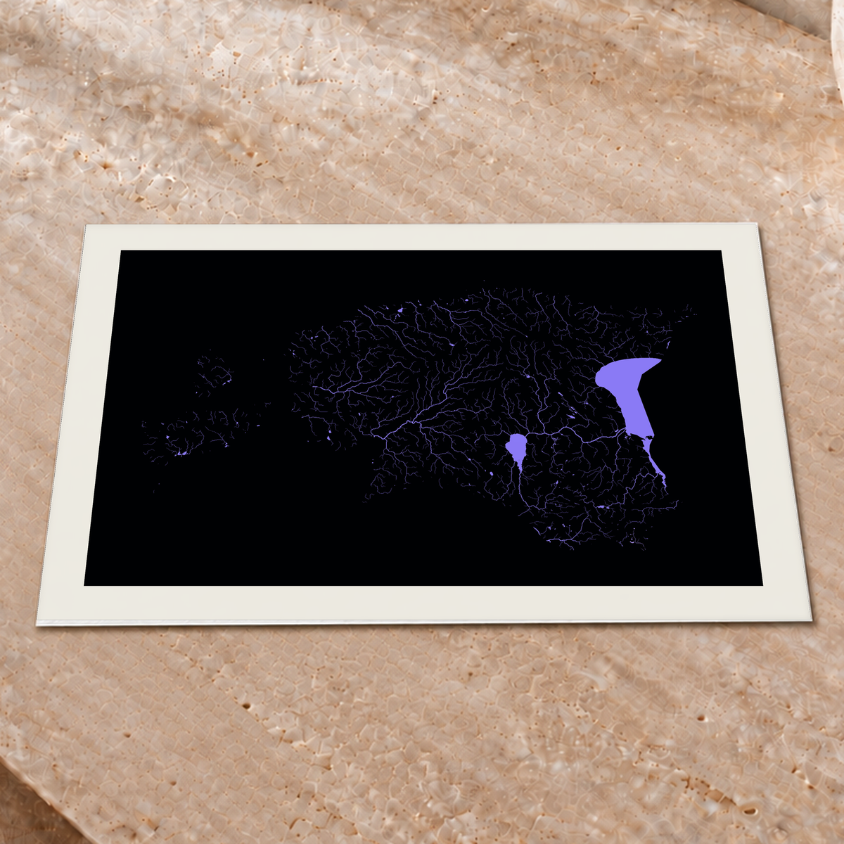 Beautiful Rivers — Estónia — Neon hidrográfico, Impressão fine art · 30 × 40 cm, Margem branca