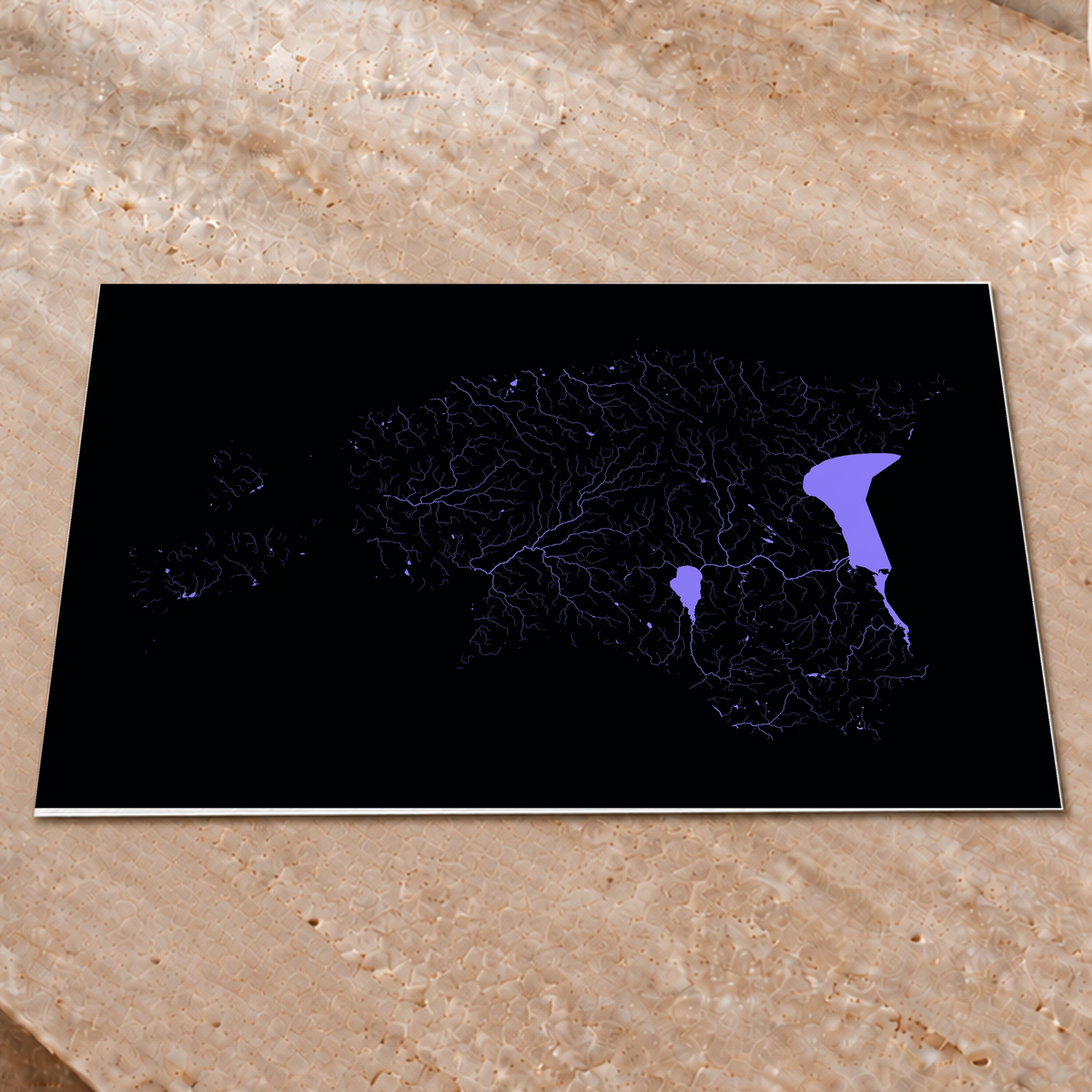 Beautiful Rivers — Estónia — Neon hidrográfico, Impressão fine art · 45 × 60 cm, Sem margem