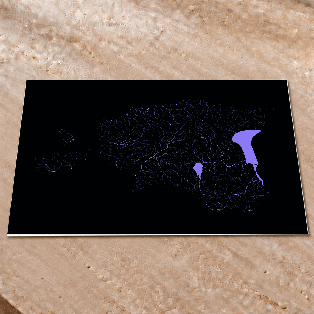 Beautiful Rivers — Estónia — Neon hidrográfico, Impressão fine art · 60 × 80 cm, Sem margem