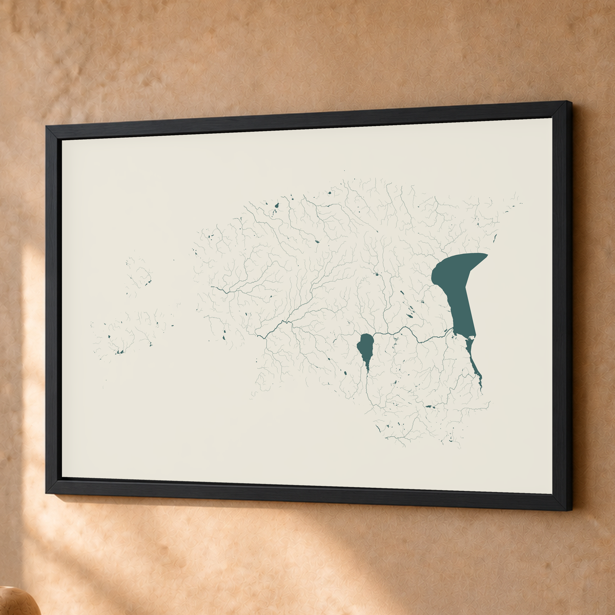 Beautiful Rivers — Estónia — Natural e luminosa, Fine art emoldurado · 45 × 60 cm, Preto · Sem margem