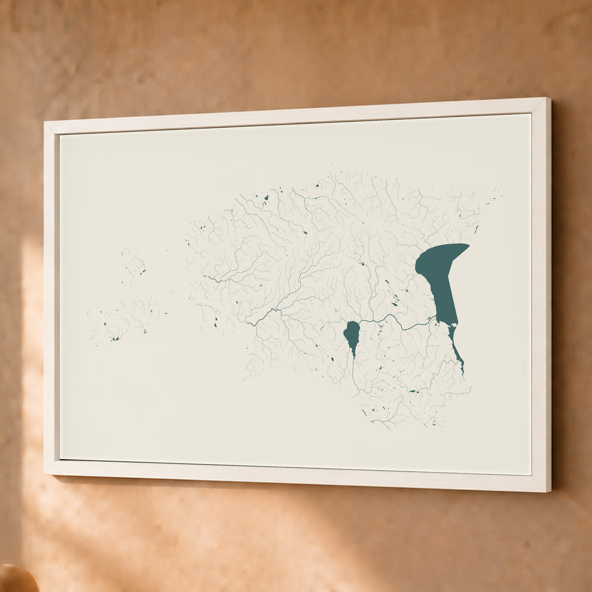 Beautiful Rivers — Estónia — Natural e luminosa, Fine art emoldurado · 45 × 60 cm, Branco · Sem margem