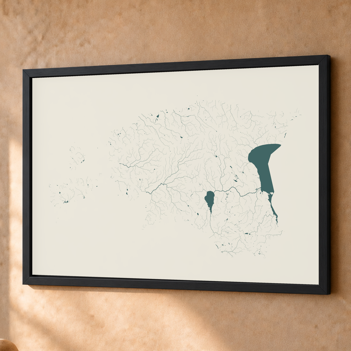 Beautiful Rivers — Estónia — Natural e luminosa, Fine art emoldurado · 60 × 80 cm, Preto · Sem margem