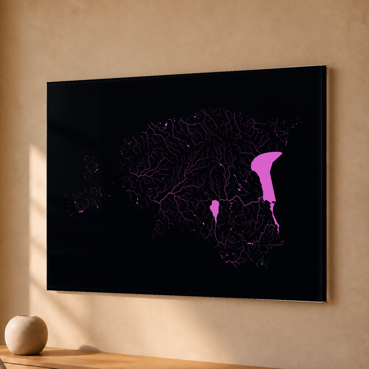 Beautiful Rivers — Estónia — Neon por território, Acrílico · 30 × 40 cm, Sem margem