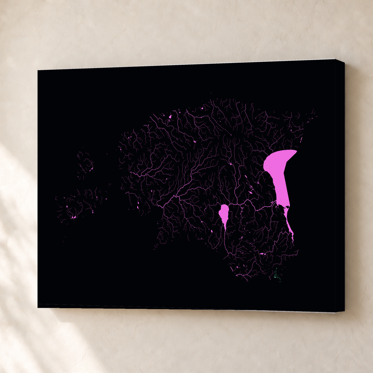 Beautiful Rivers — Estónia — Neon por território, Canvas · 30 × 40 cm, Sem margem