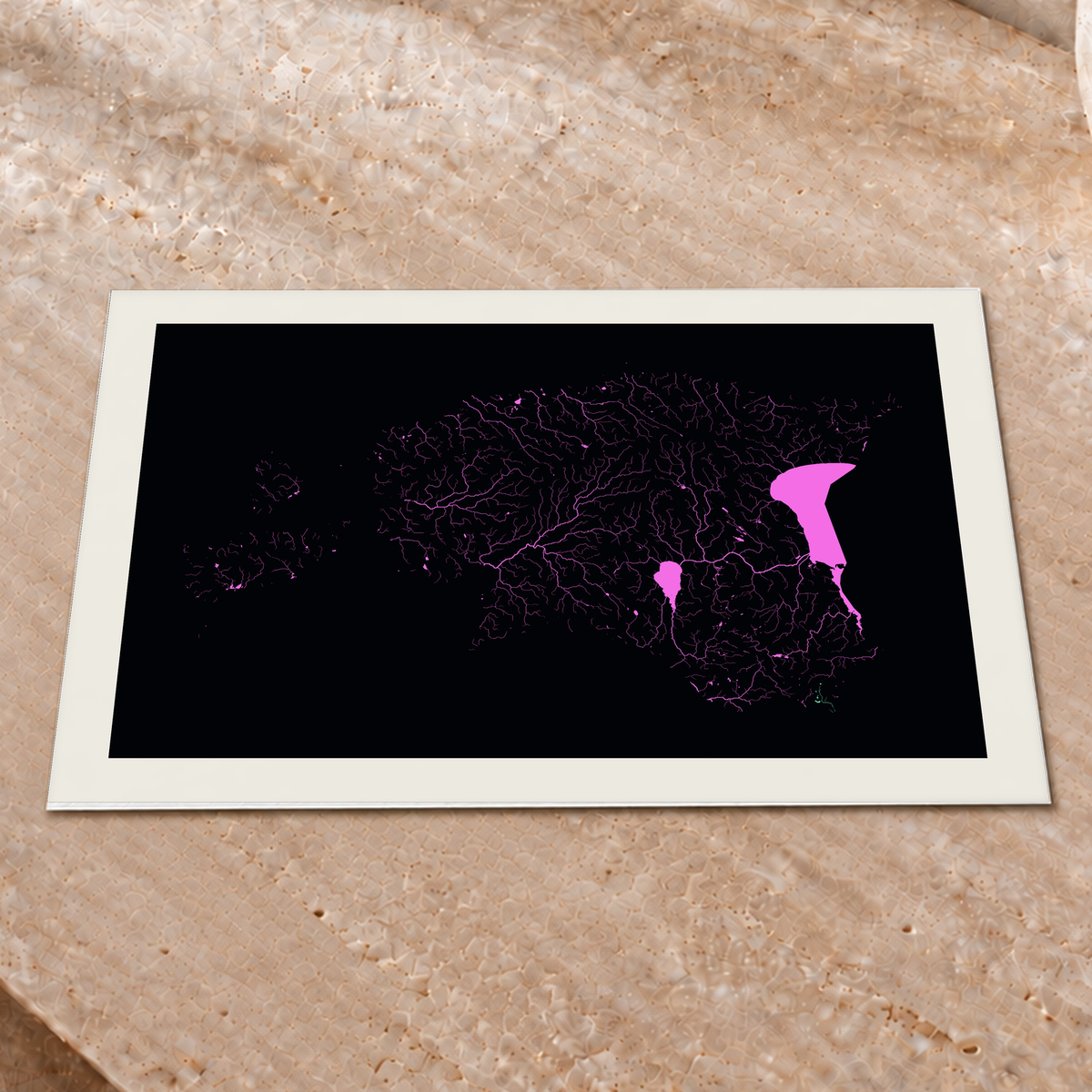Beautiful Rivers — Estónia — Neon por território, Impressão fine art · 30 × 40 cm, Margem branca