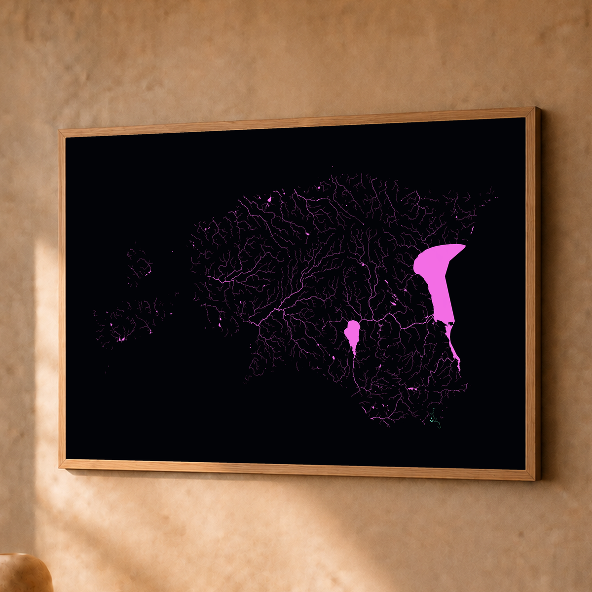 Beautiful Rivers — Estónia — Neon por território, Fine art emoldurado · 30 × 40 cm, Natural · Sem margem