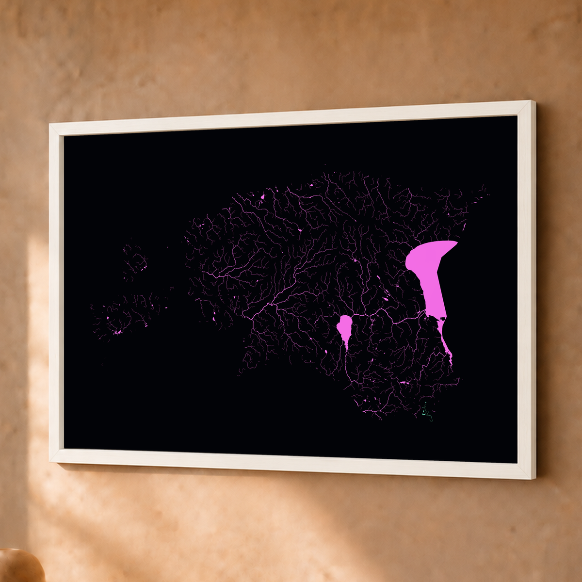 Beautiful Rivers — Estónia — Neon por território, Fine art emoldurado · 30 × 40 cm, Branco · Sem margem