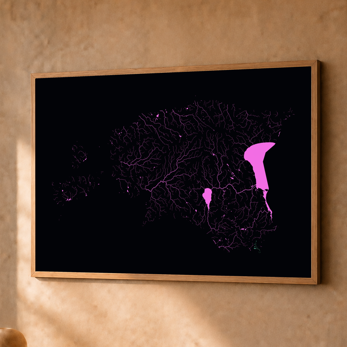 Beautiful Rivers — Estónia — Neon por território, Fine art emoldurado · 45 × 60 cm, Natural · Sem margem