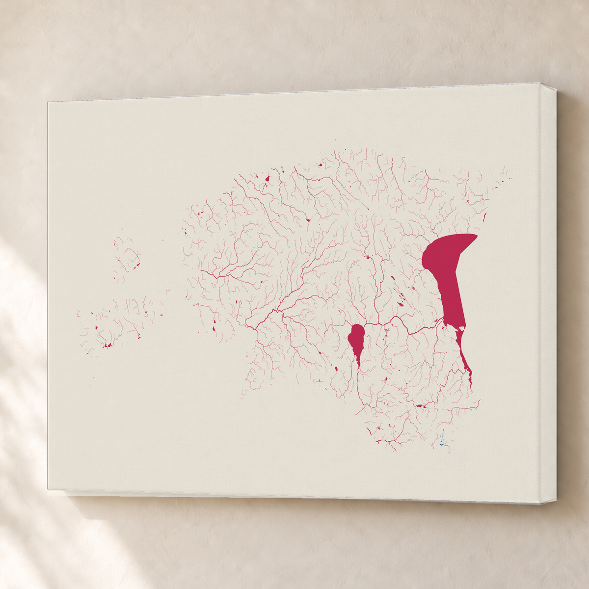 Beautiful Rivers — Estónia — Risografia, Canvas · 60 × 80 cm, Sem margem