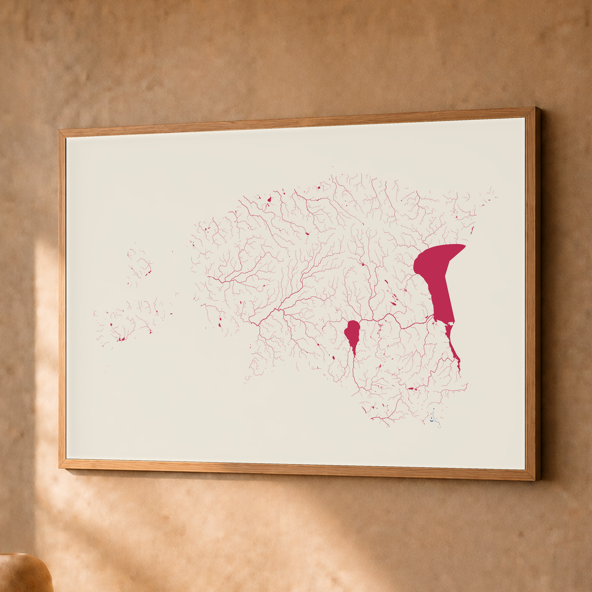 Beautiful Rivers — Estónia — Risografia, Fine art emoldurado · 30 × 40 cm, Natural · Sem margem