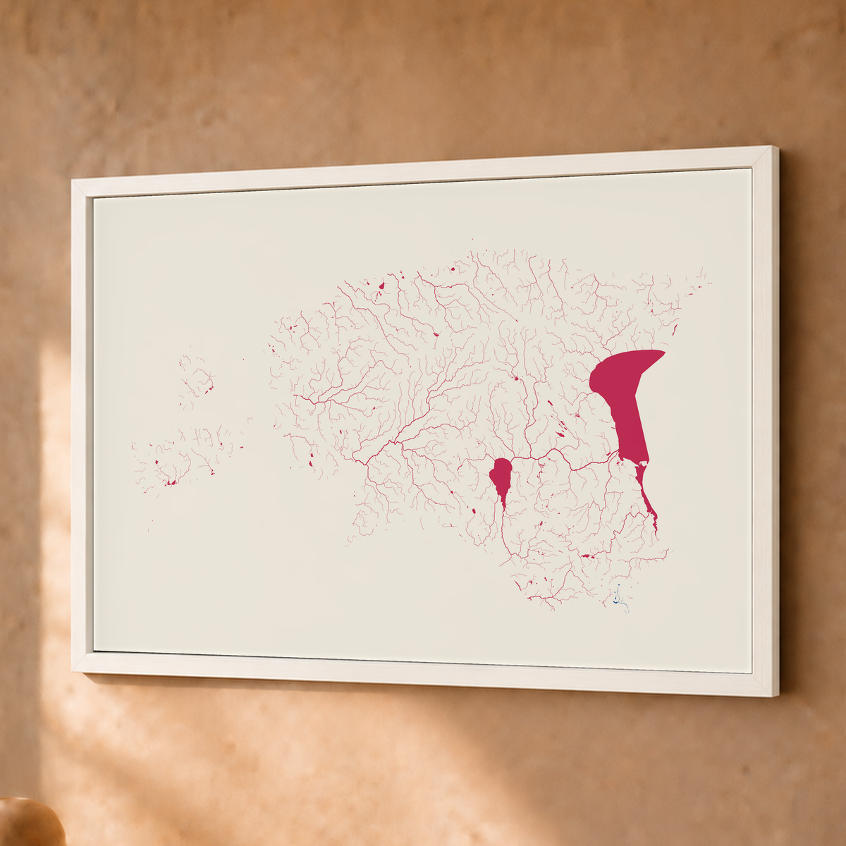 Beautiful Rivers — Estónia — Risografia, Fine art emoldurado · 30 × 40 cm, Branco · Sem margem