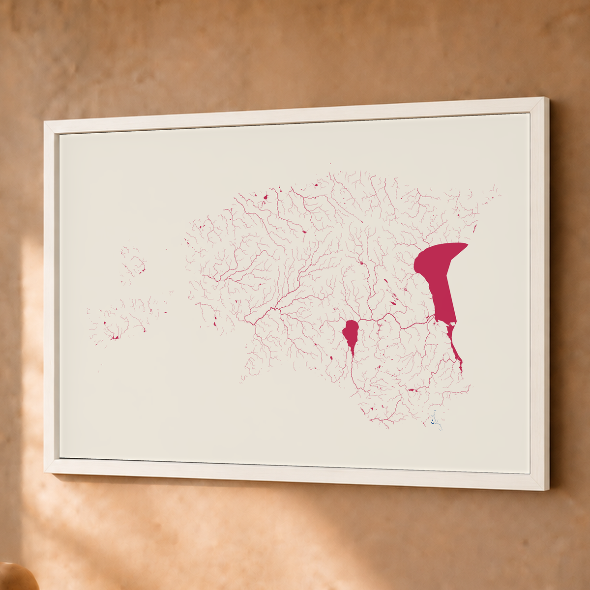Beautiful Rivers — Estónia — Risografia, Fine art emoldurado · 45 × 60 cm, Branco · Sem margem